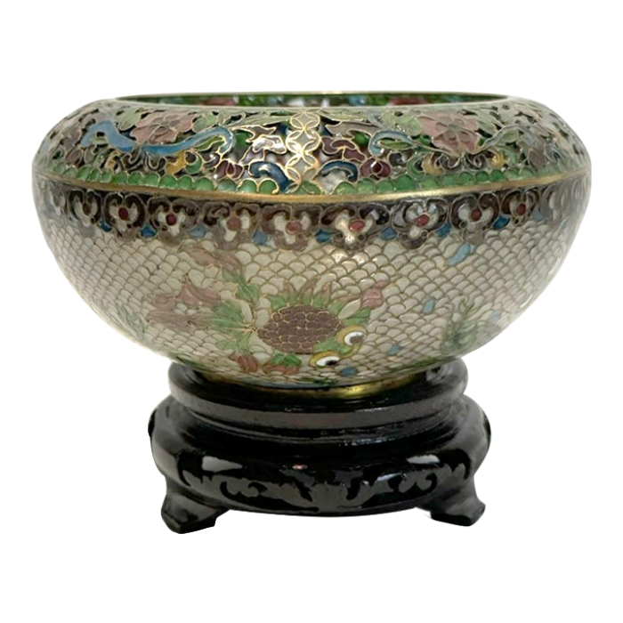 mid 20th century plique a jour chinese bowl 8763