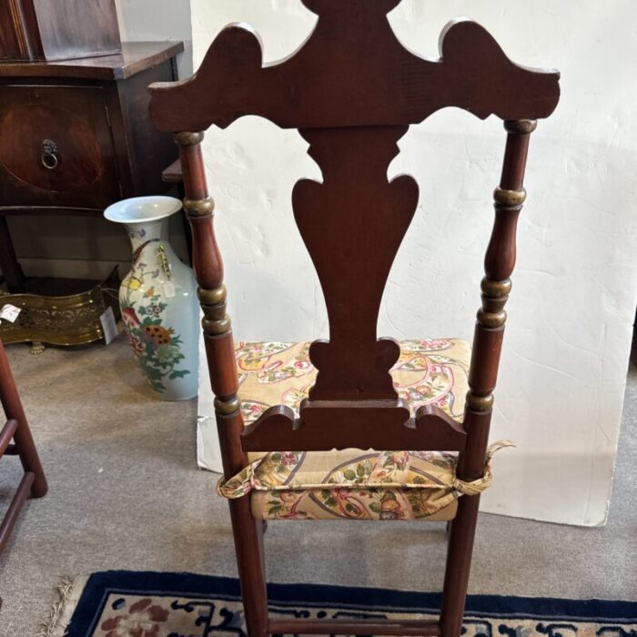 mid 20th century set of six painted italian dining chairs upholstered in a vintage fabric 0322