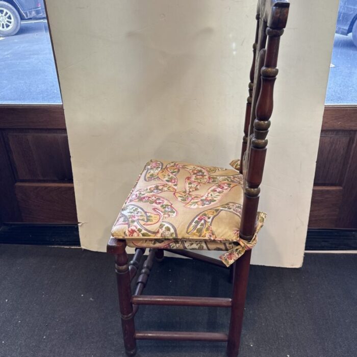 mid 20th century set of six painted italian dining chairs upholstered in a vintage fabric 0988