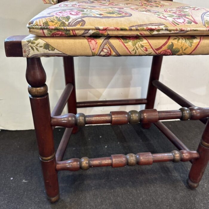 mid 20th century set of six painted italian dining chairs upholstered in a vintage fabric 9043