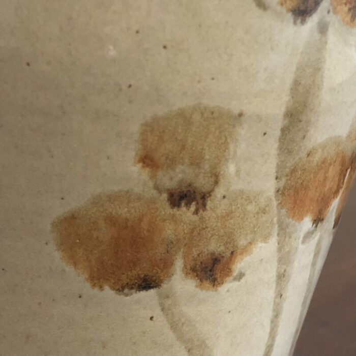 mid 20th century studio pottery vase with floral motif 1406