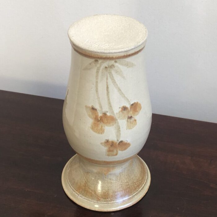 mid 20th century studio pottery vase with floral motif 3071