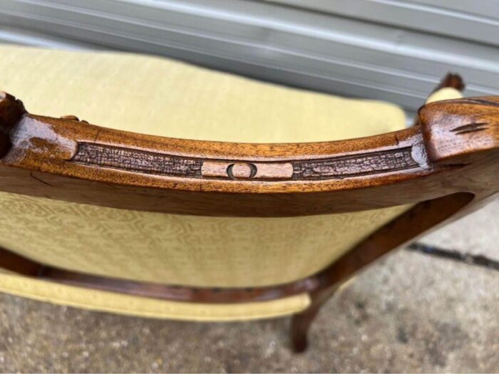 mid 20th century vintage french style fruitwood carved settee canape 7548