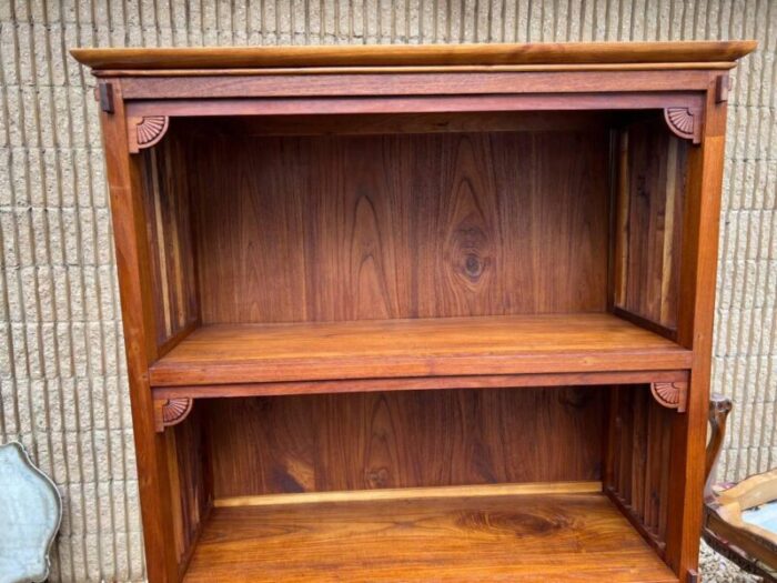 mid 20th century vintage handcrafted solid teak wood bookcase high quality 0044