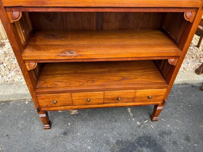 mid 20th century vintage handcrafted solid teak wood bookcase high quality 3954