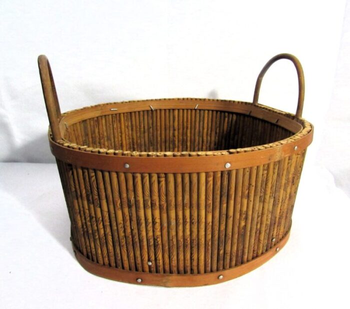 mid 20th century vintage rustic stick basket asian 1880