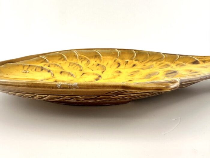 mid century 1960s california hand painted burnt orange fish platter 1758