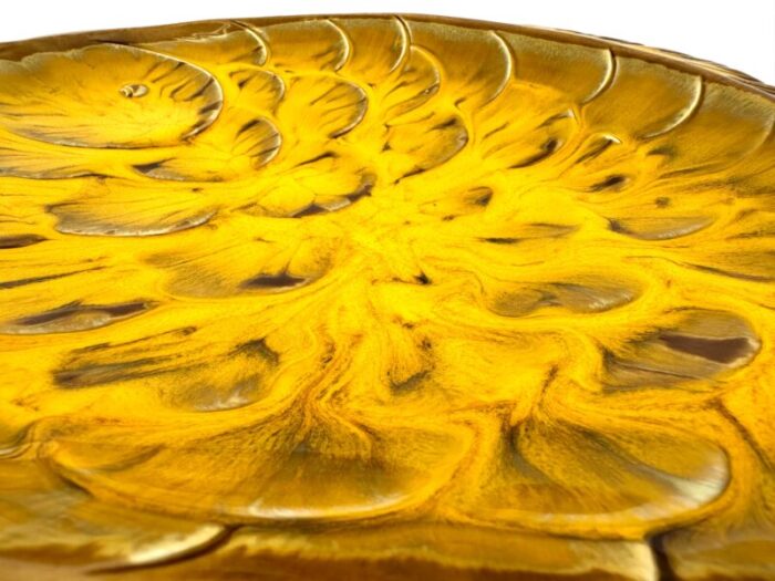 mid century 1960s california hand painted burnt orange fish platter 4658