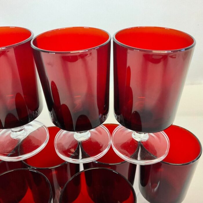 mid century art deco hollywood regency french ruby wine glasses set of 12 0108