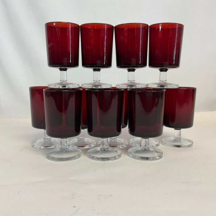 mid century art deco hollywood regency french ruby wine glasses set of 12 1188