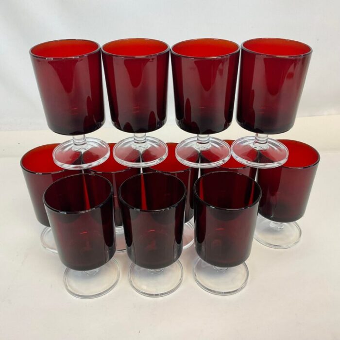 mid century art deco hollywood regency french ruby wine glasses set of 12 1567