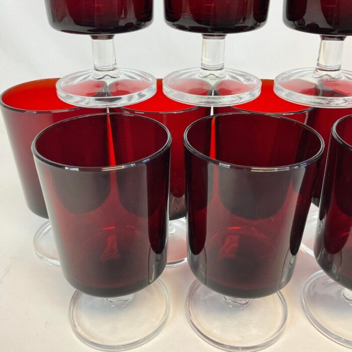 mid century art deco hollywood regency french ruby wine glasses set of 12 3460