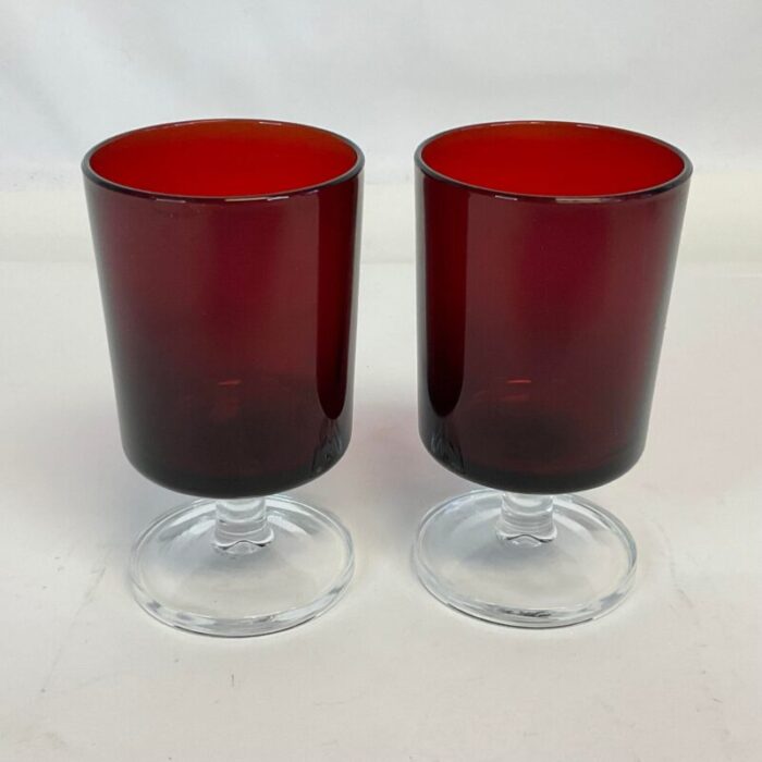 mid century art deco hollywood regency french ruby wine glasses set of 12 6398