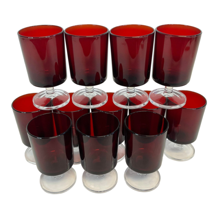 mid century art deco hollywood regency french ruby wine glasses set of 12 9282