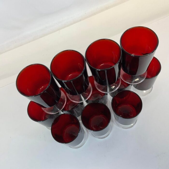 mid century art deco hollywood regency french ruby wine glasses set of 12 9584