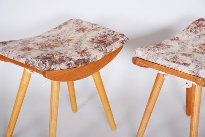 mid century ash stools 1960s set of 2 3