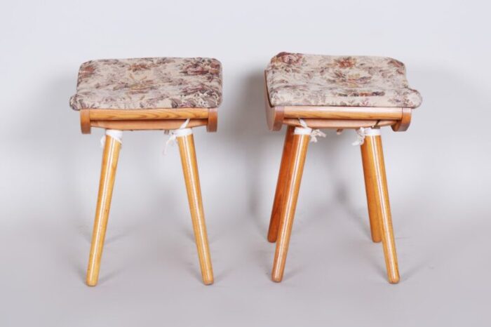 mid century ash stools 1960s set of 2 4