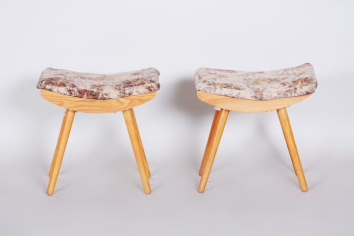 mid century ash stools 1960s set of 2 7