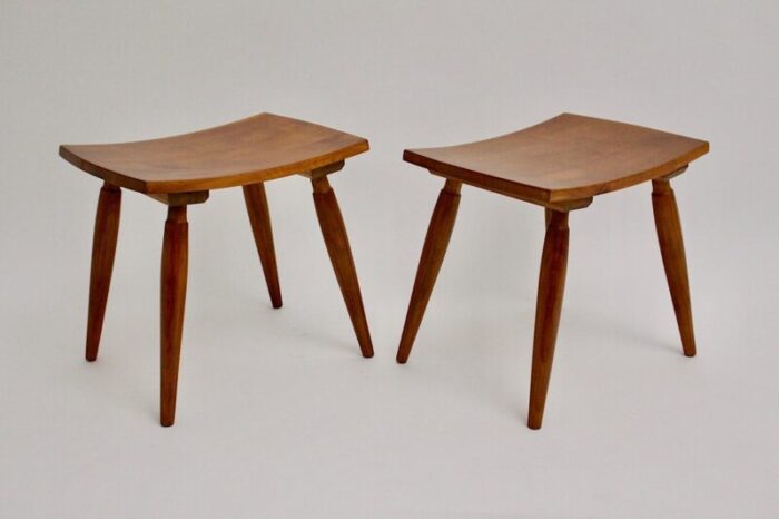 mid century austrian cherrywood stools 1950s set of 2 10