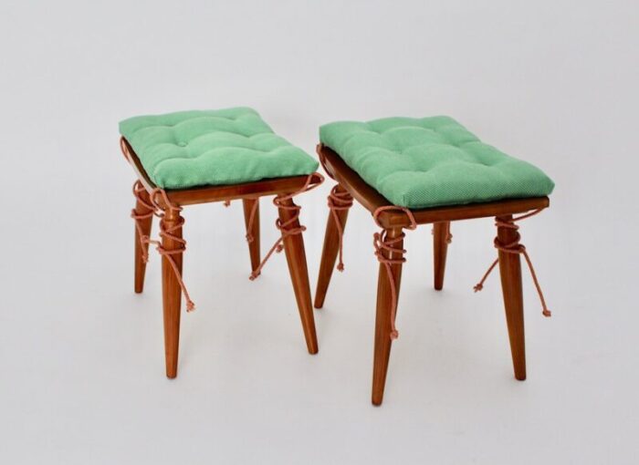 mid century austrian cherrywood stools 1950s set of 2 4