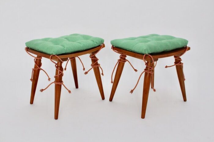 mid century austrian cherrywood stools 1950s set of 2 5