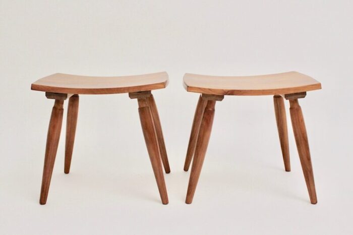 mid century austrian cherrywood stools 1950s set of 2 9