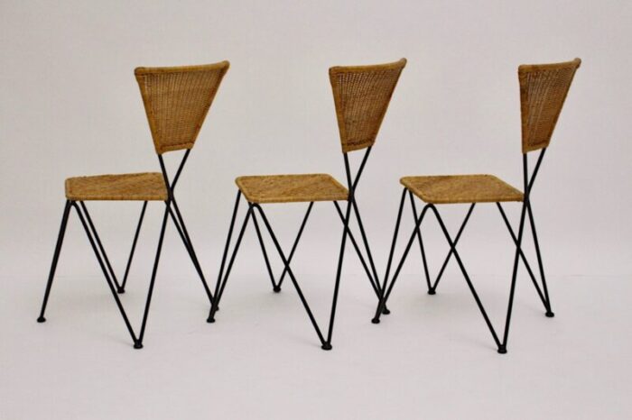 mid century austrian wicker chairs by karl fostel sen s erben 1950s set of 3 6