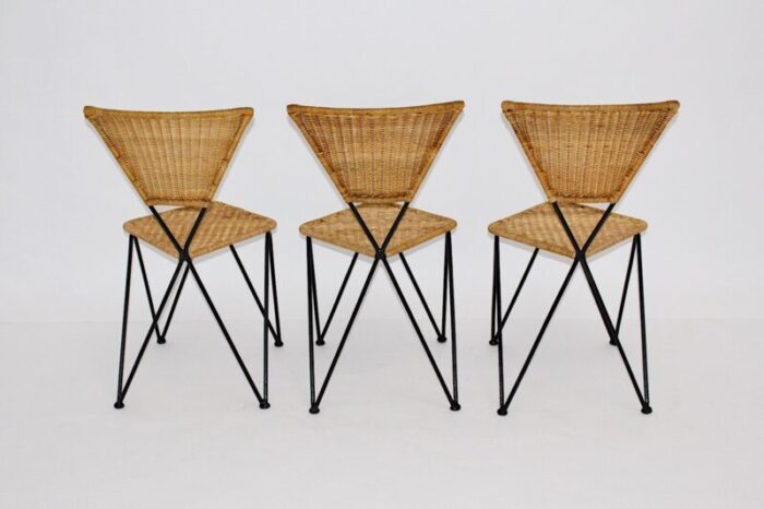 mid century austrian wicker chairs by karl fostel sen s erben 1950s set of 3 7