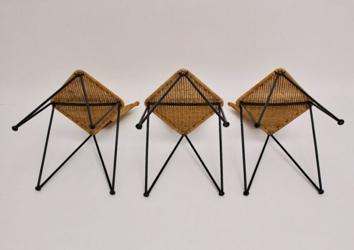 mid century austrian wicker chairs by karl fostel sen s erben 1950s set of 3 8