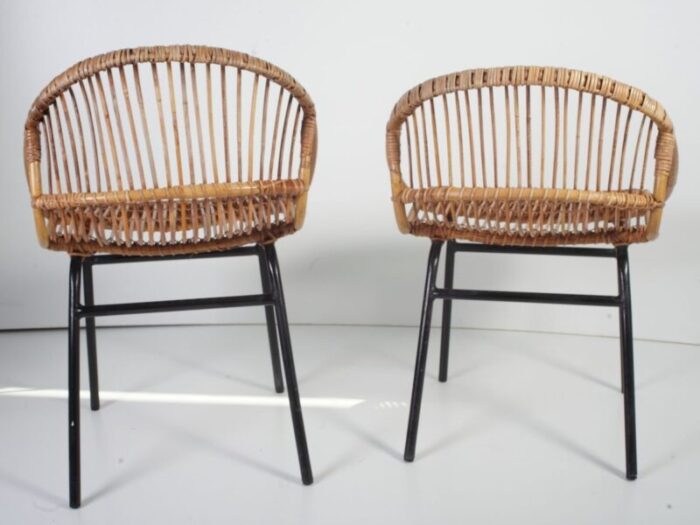 mid century bamboo lounge chairs table by alan fuchs for uluv 1960s set of 3 4