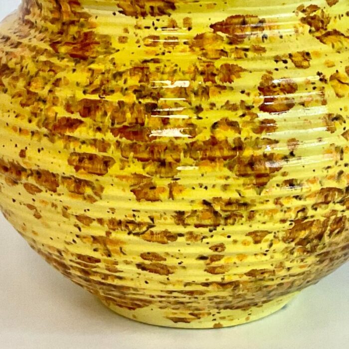 mid century boho chic americana folk art yellow splatter planter 3774