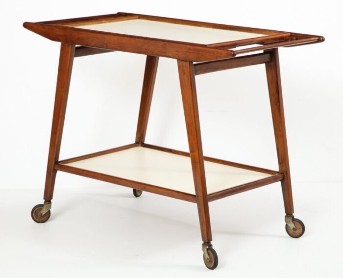 mid century brazilian hardwood and formica tea cart from oca 1950s 1