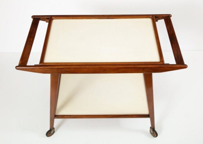 mid century brazilian hardwood and formica tea cart from oca 1950s 2