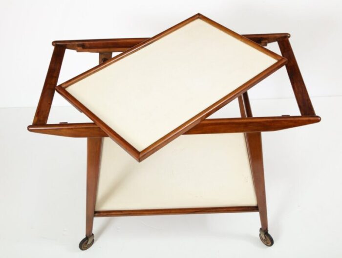 mid century brazilian hardwood and formica tea cart from oca 1950s 4