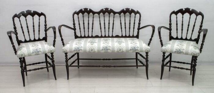 mid century chiavari sofa and chairs set by descalzi gaetano for desclazi 1950s set of 3 1