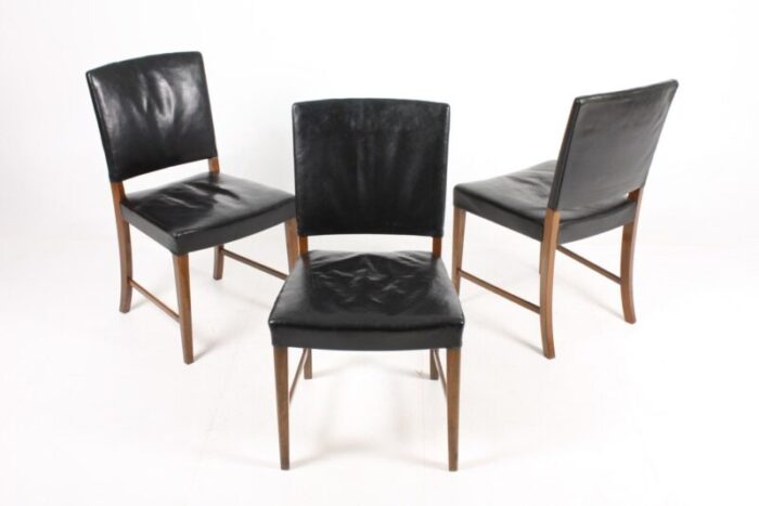 mid century danish leather dining chairs 1940s set of 6 2