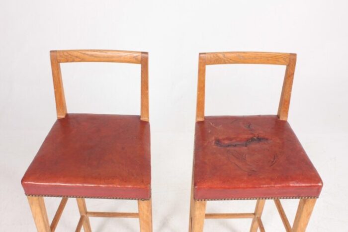 mid century danish oak bar stools 1950s set of 2 2