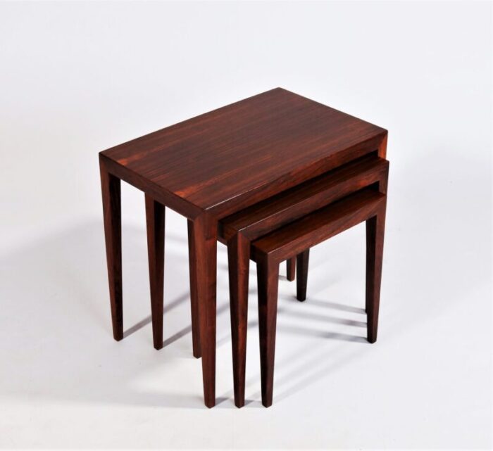 mid century danish rosewood nesting tables by severin hansen for haslev mobelsnedkeri set of 3 1