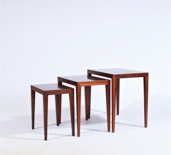 mid century danish rosewood nesting tables by severin hansen for haslev mobelsnedkeri set of 3 2