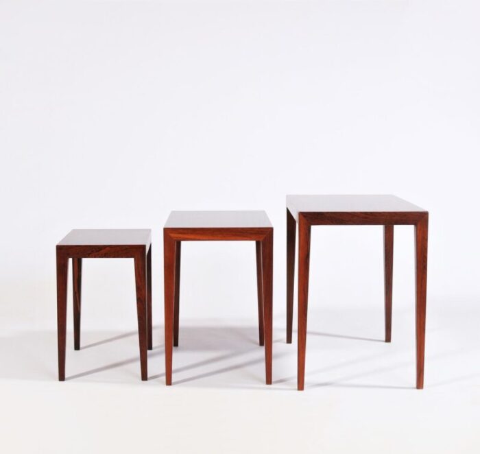 mid century danish rosewood nesting tables by severin hansen for haslev mobelsnedkeri set of 3 3