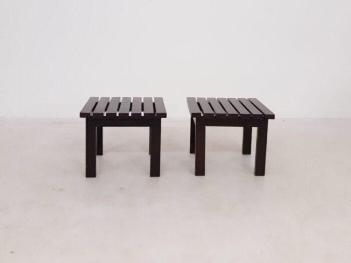 mid century dutch slat side tables in the style of martin visser 1950s set of 2 1