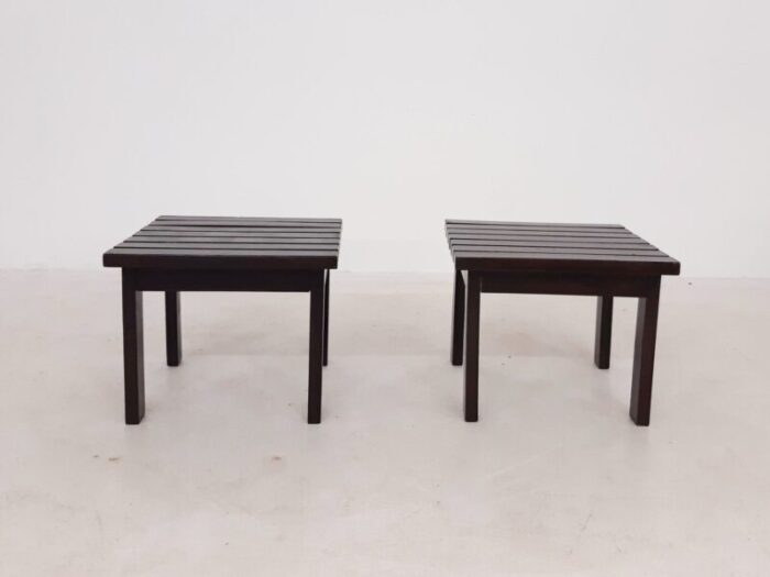 mid century dutch slat side tables in the style of martin visser 1950s set of 2 2