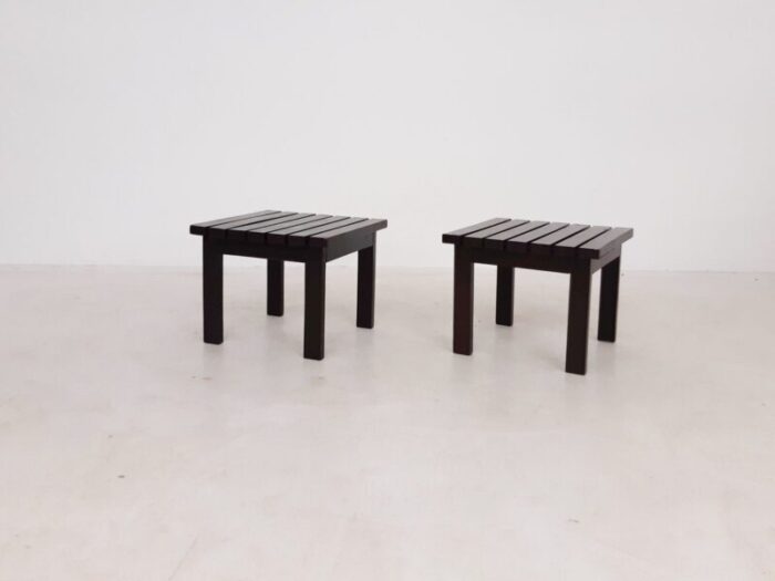 mid century dutch slat side tables in the style of martin visser 1950s set of 2 4