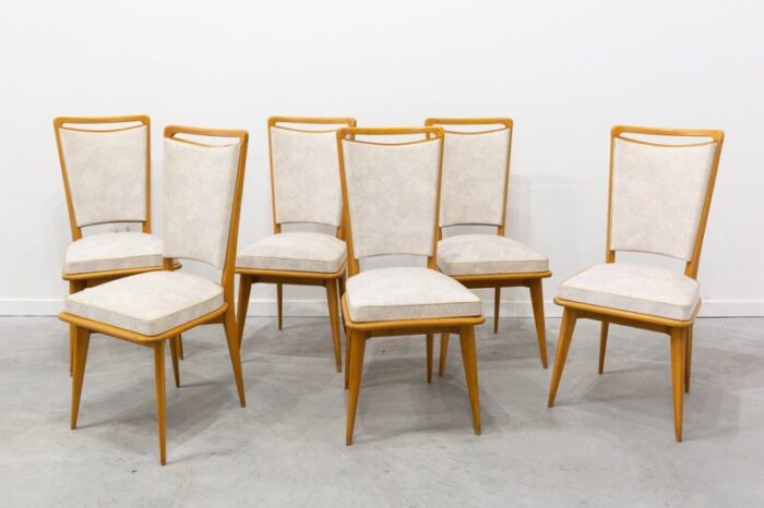 mid century french dining chairs 1950s set of 6 8