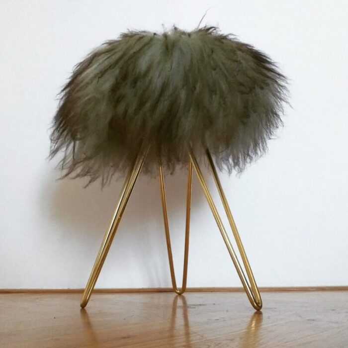 mid century french tripod stool 1970s 1