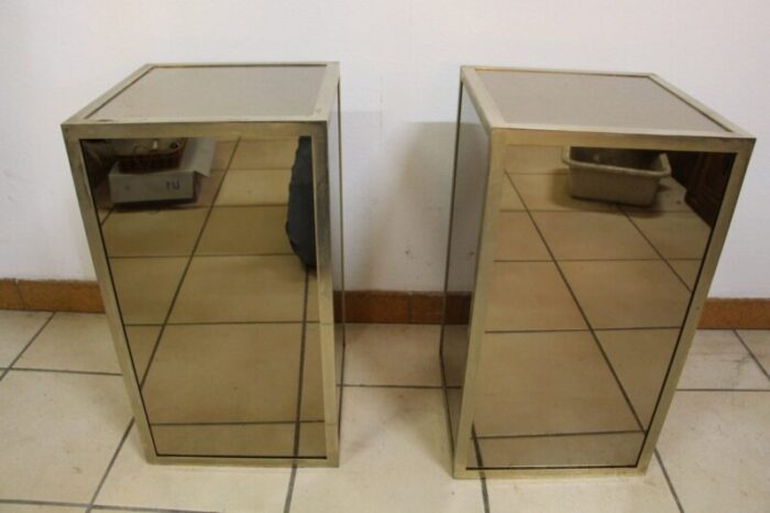 mid century glass and nickel plated brass side tables 1950s set of 2 4