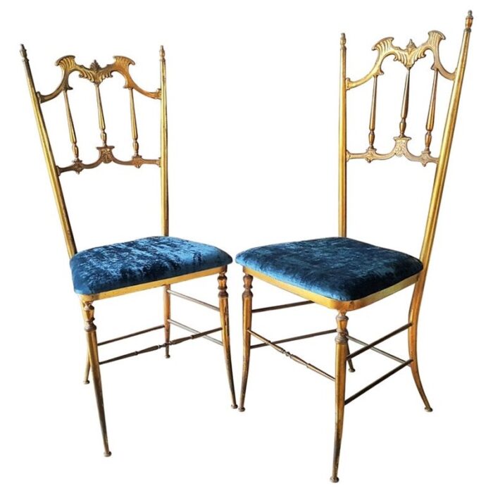 mid century italian brass side chairs from chiavari 1950s set of 2 1