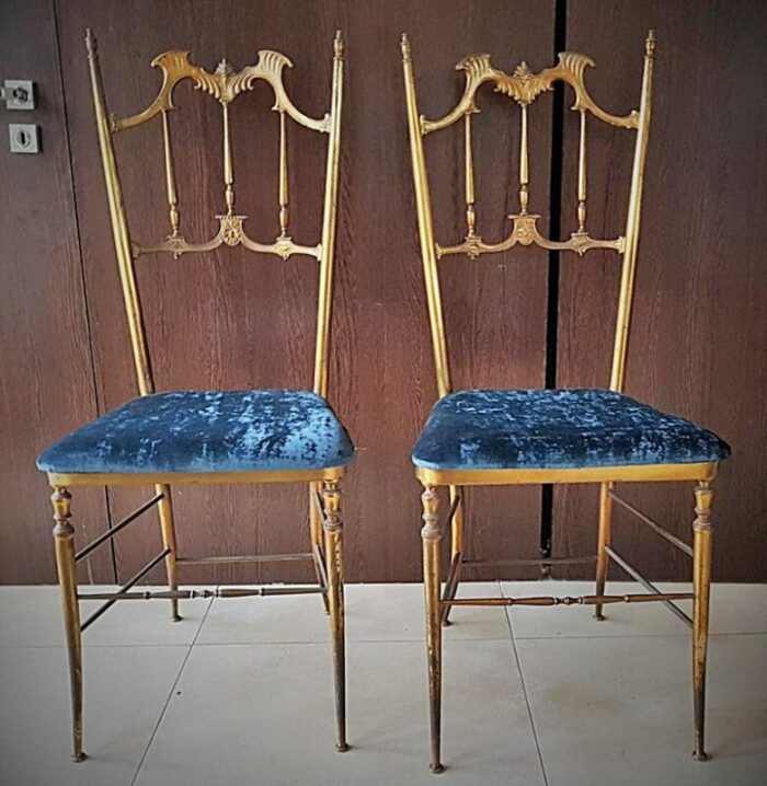 mid century italian brass side chairs from chiavari 1950s set of 2 10