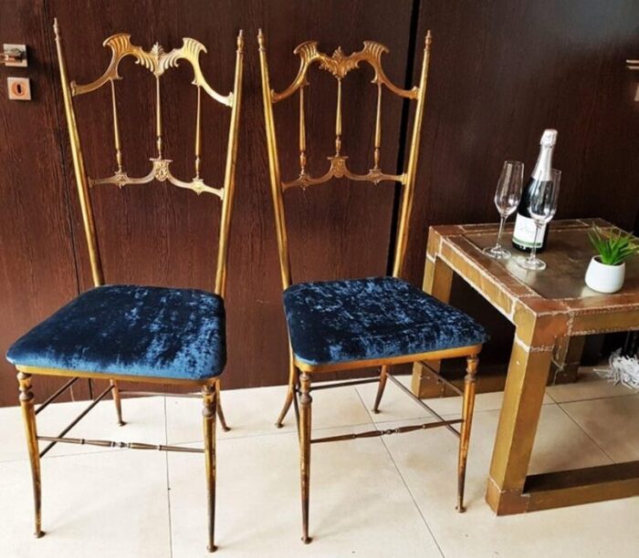 mid century italian brass side chairs from chiavari 1950s set of 2 3