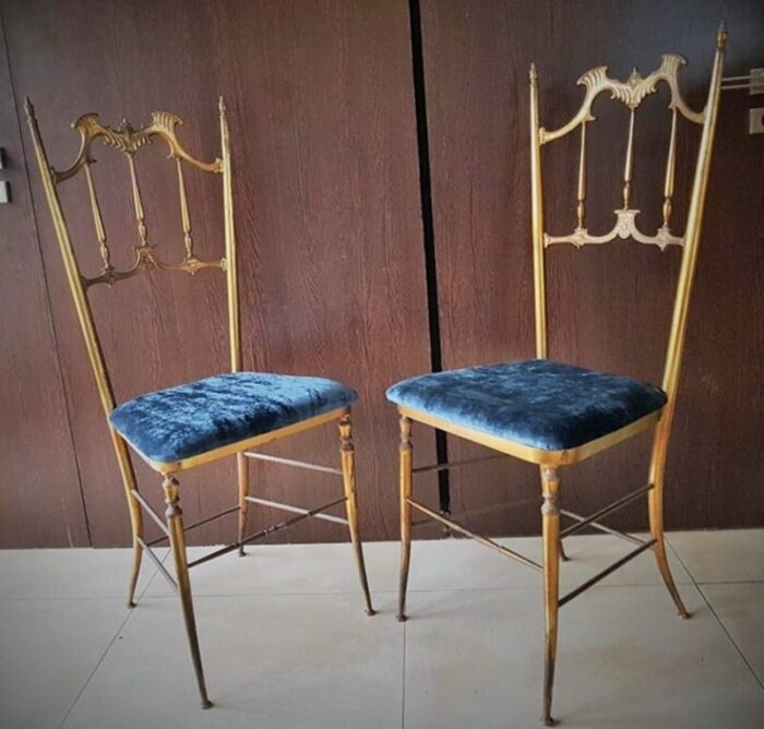 mid century italian brass side chairs from chiavari 1950s set of 2 7